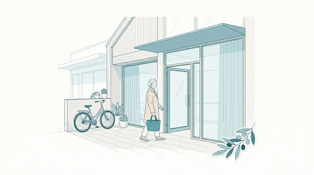 The entrance of a Geelong dental practice welcomes an arriving patient for tailored care.
